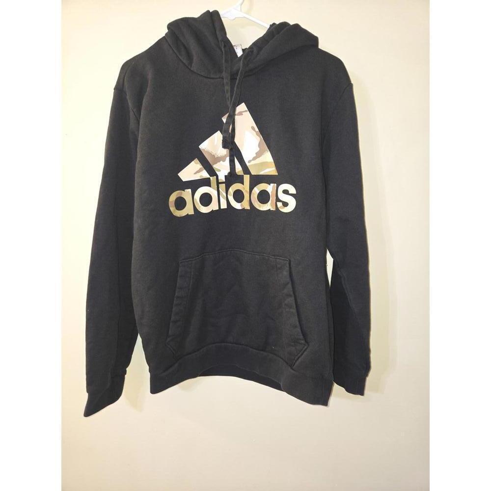 Adidas Black Hoodie with camo Logo, Men's Medium
